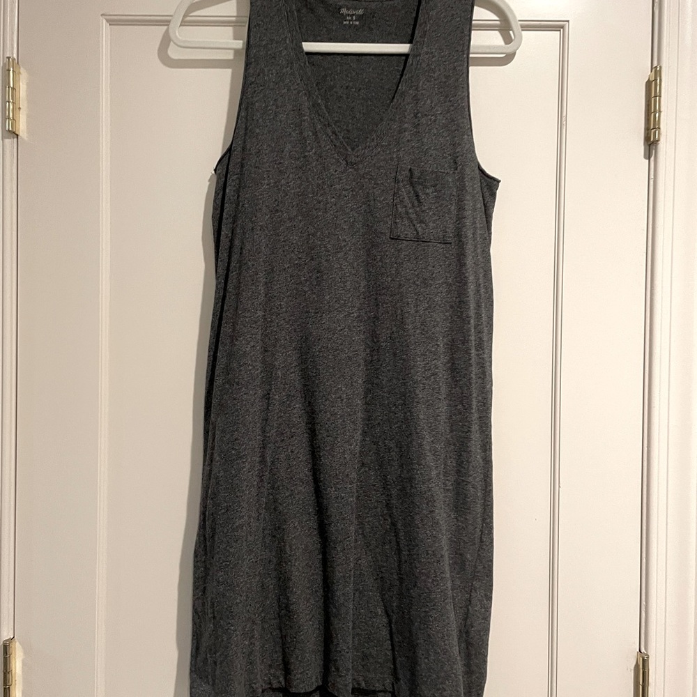 Madewell Sleeveless Pocket Tshirt Dress, Size Small, Charcoal grey